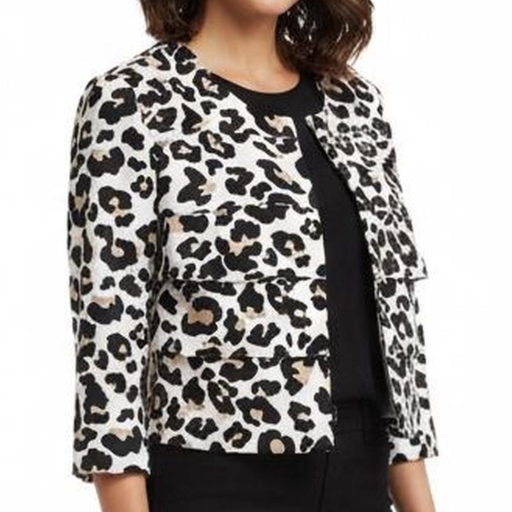 AGB Black and White Leopard Print Blazer